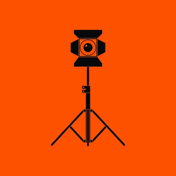 Εικονίδιο Προβολέα Σκηνής Πορτοκαλί Φόντο Μαύρο Εικονογράφηση Διανύσματος — Διανυσματικό Αρχείο