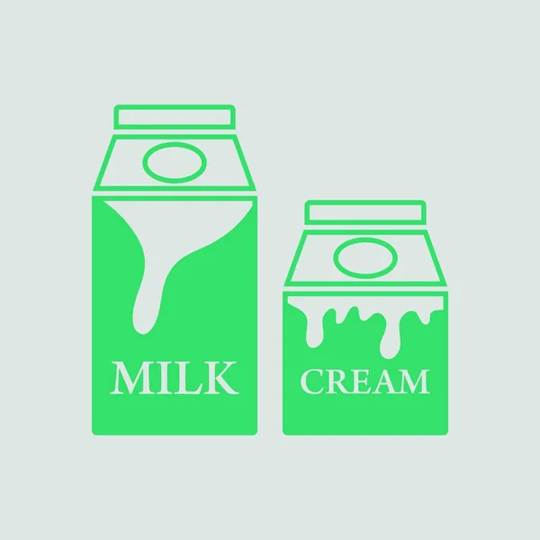 Значок Контейнера Молоком Сливками Серый Фон Зеленым Векторная Иллюстрация — стоковый вектор