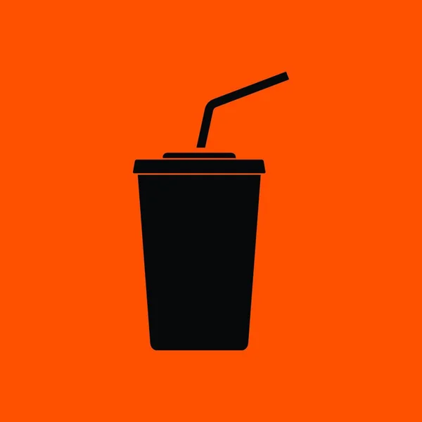 Cinema Soda Drink Icon Orange Background Black Vector Illustration — Stock Vector