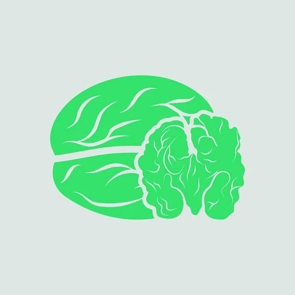 Ikona Ořechu Šedé Pozadí Zelenou Vektorová Ilustrace — Stockový vektor