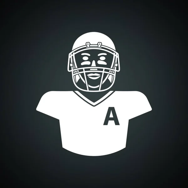 American Football Spieler Ikone Schwarzer Hintergrund Mit Weiß Vektorillustration — Stockvektor