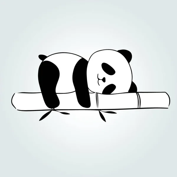 Vector Illustratie Van Een Panda Die Boven Een Bamboe Trunk — Stockvector
