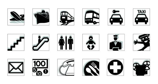 Service Icon Set Schwarz Weiß Invertieren — Stockvektor