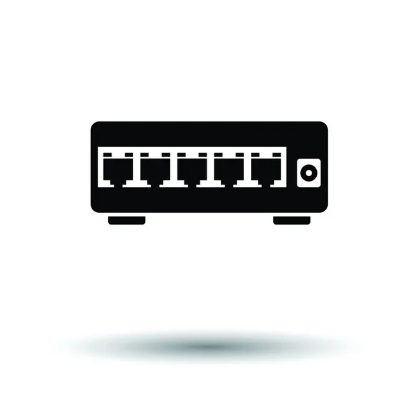 Icône Commutateur Ethernet Fond Noir Avec Blanc Illustration Vectorielle — Image vectorielle