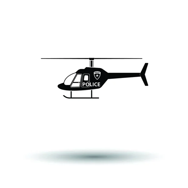 Icono Del Helicóptero Policial Fondo Blanco Con Diseño Sombra Ilustración — Vector de stock