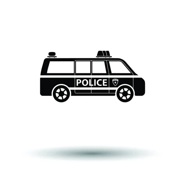 警察面包车图标 白色背景 阴影设计 矢量说明 — 图库矢量图片