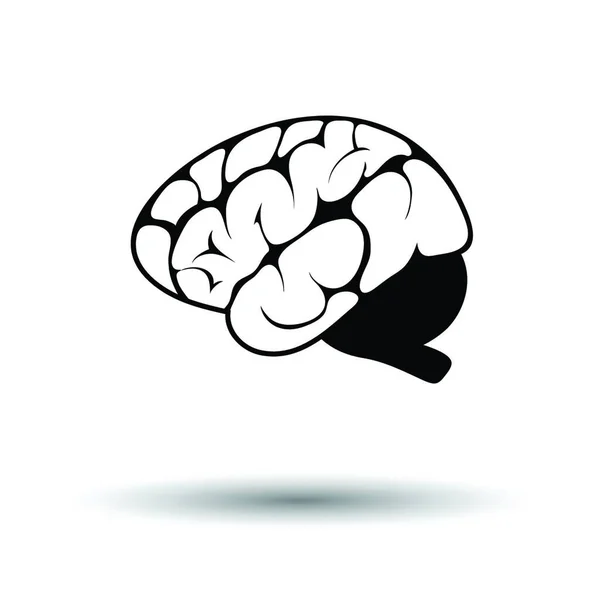 Icono Cerebral Fondo Blanco Con Diseño Sombra Ilustración Vectorial — Vector de stock