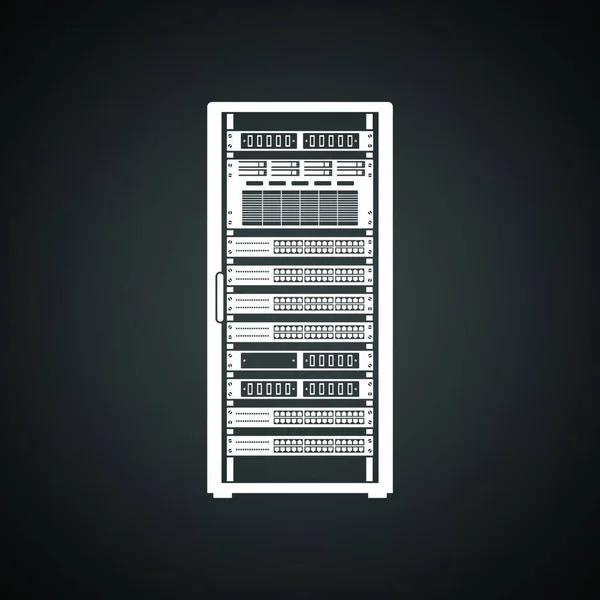 Server Rack Symbol Schwarzer Hintergrund Mit Weiß Vektorillustration — Stockvektor