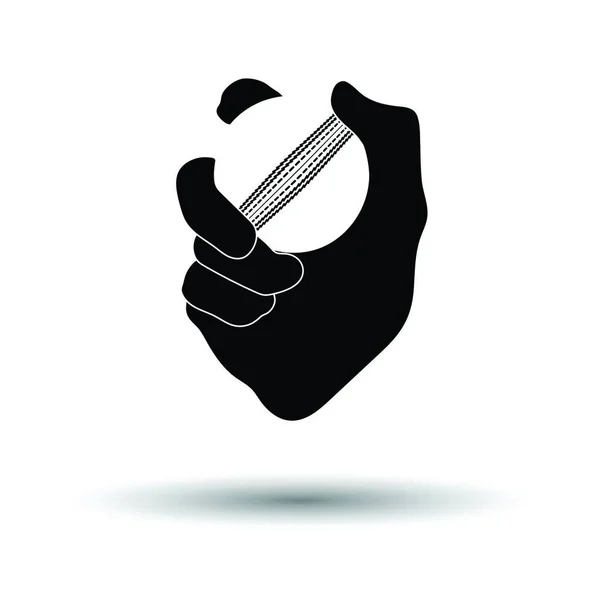 Hand Holding Cricket Ball Icon White Background Shadow Design Vector — Stock Vector