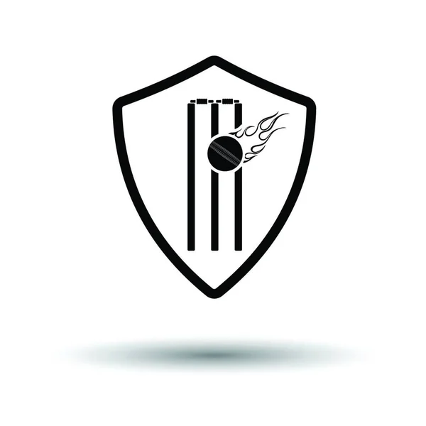 Ícone Emblema Escudo Críquete Fundo Branco Com Design Sombra Ilustração — Vetor de Stock