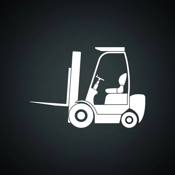 Warehouse Forklift Icon Black Background White Vector Illustration — Stock Vector