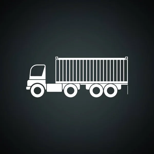 Containerlastbilsikon Svart Bakgrund Med Vit Vektorillustration — Stock vektor