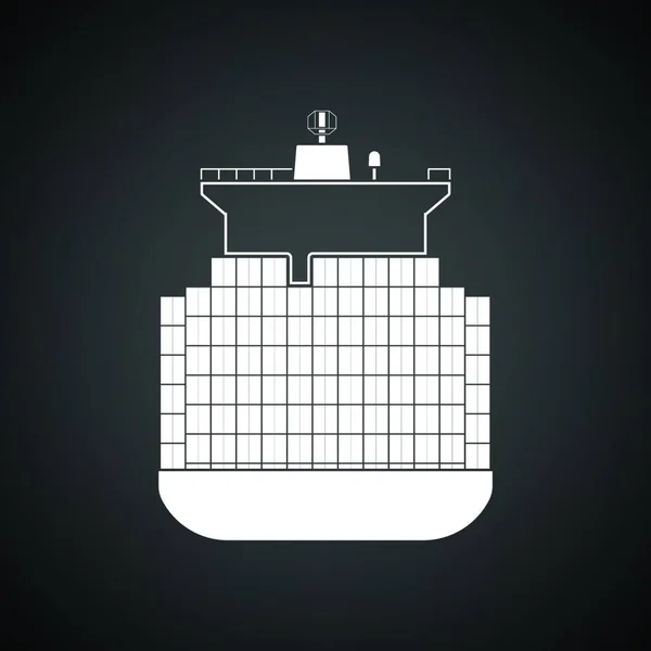 Container Ship Icon Black Background White Vector Illustration — Stock Vector