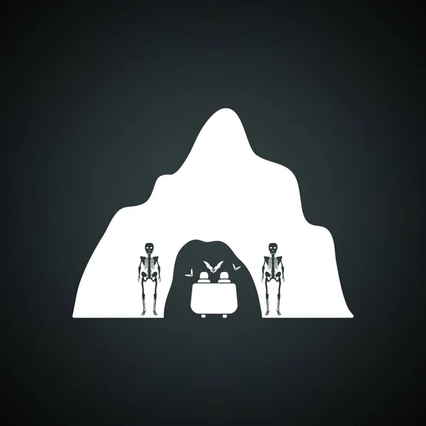 Cueva Miedo Icono Del Parque Atracciones Fondo Negro Con Blanco — Vector de stock