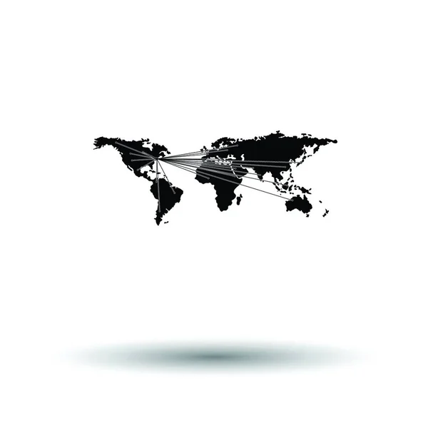 全世界への方向性を持つ地図 影のデザインの白い背景 ベクターイラスト — ストックベクタ