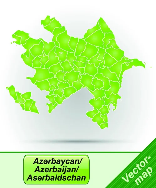 Азербайджан Азії Карта Кордону Зеленим Кольором Завдяки Привабливому Дизайну Листівка — стоковий вектор