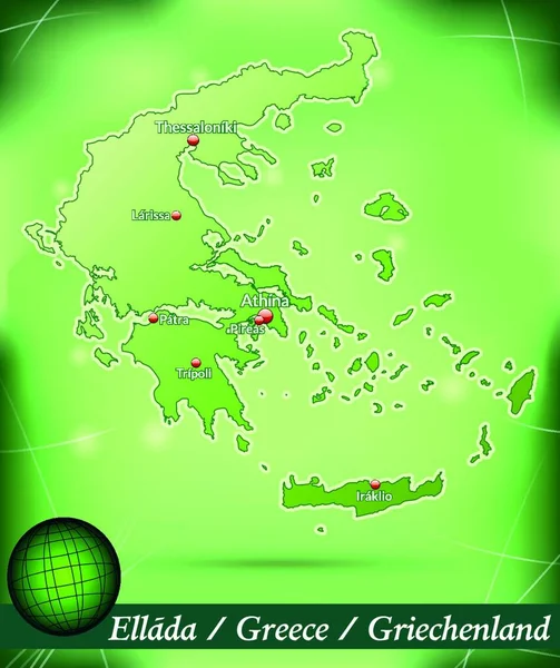 Grécia Europa Como Mapa Insular Com Fundo Abstrato Verde Graças —  Vetores de Stock