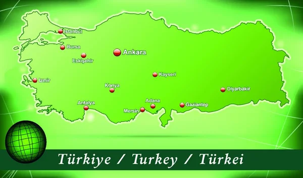 Turquia Europa Como Mapa Insular Com Fundo Abstrato Verde Graças — Vetor de Stock