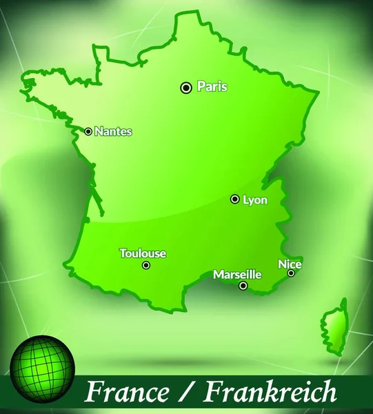 France Island Map Borders Green Card Can Used Immediately Your — Stock Vector