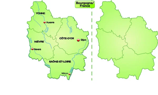 Borgoña Francia Como Mapa Insular Zona Está Exenta Con Fronteras — Archivo Imágenes Vectoriales