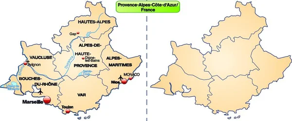Provence Alpes Cote Azur Frankrike Som Ökarta Med Gränser Pastellorange — Stock vektor