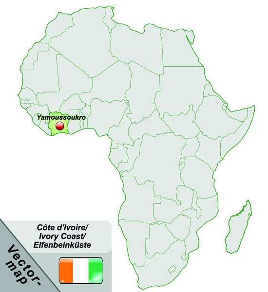 Côte Ivoire Afrique Comme Carte Insulaire Vert Pastel — Image vectorielle