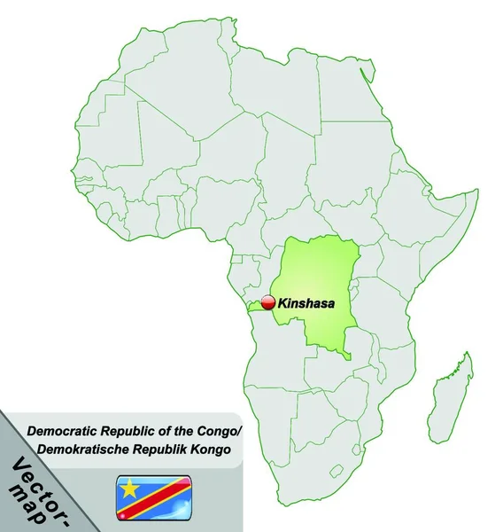 República Democrática Del Congo África Como Mapa Insular Verde Pastel — Archivo Imágenes Vectoriales