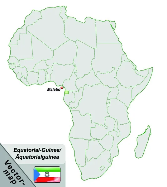 Aequatorial Γουινέα Στην Αφρική Χάρτη Νησί Παστέλ Πράσινο — Διανυσματικό Αρχείο