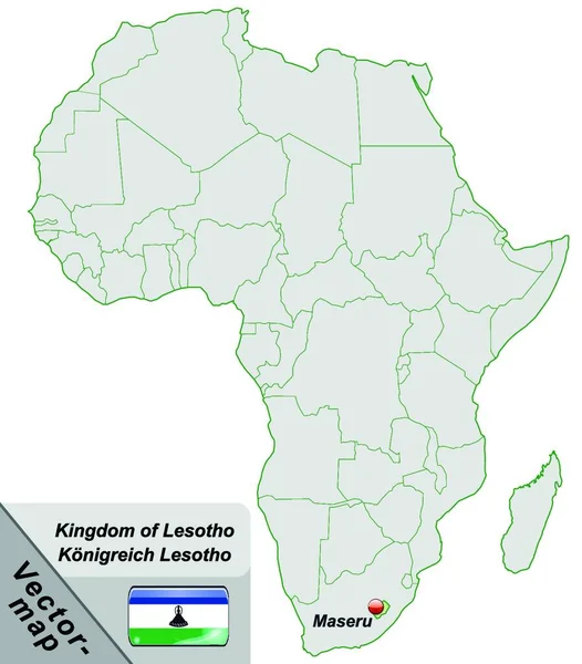 Lesoto África Como Mapa Ilha Verde Pastel — Vetor de Stock