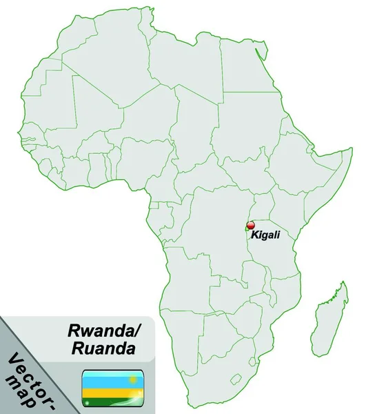 Rwanda Afrika Som Ökarta Pastellgrönt — Stock vektor