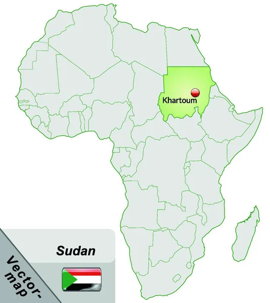 Sudan Afrika Som Ökarta Pastellgrönt — Stock vektor