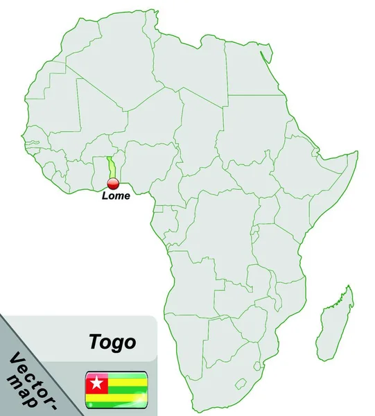 Togo Afrikában Mint Egy Sziget Térkép Pasztell Zöld — Stock Vector