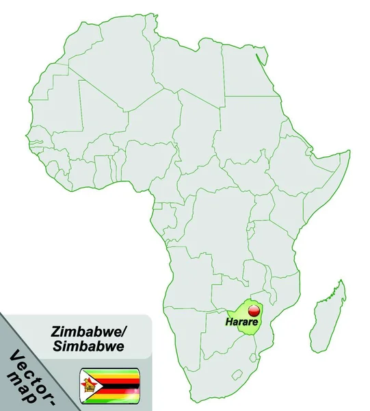 Zimbábue África Como Mapa Ilha Verde Pastel — Vetor de Stock