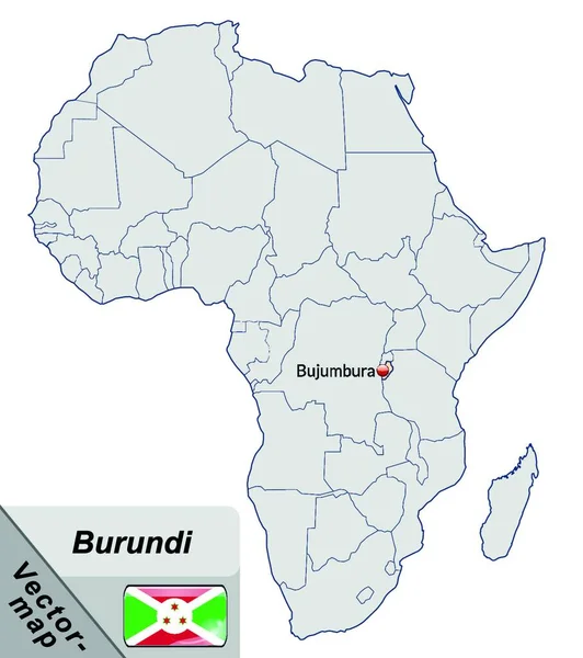 パステルオレンジの島の地図としてアフリカのブルンジ — ストックベクタ