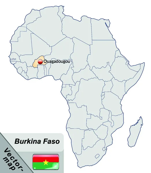 Burkina Faso África Como Mapa Insular Pastellorange — Archivo Imágenes Vectoriales