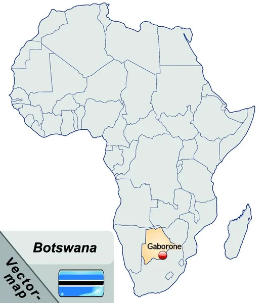 Μποτσουάνα Στην Αφρική Χάρτη Νησί Pastellorange Χάρη Στον Ελκυστικό Σχεδιασμό — Διανυσματικό Αρχείο