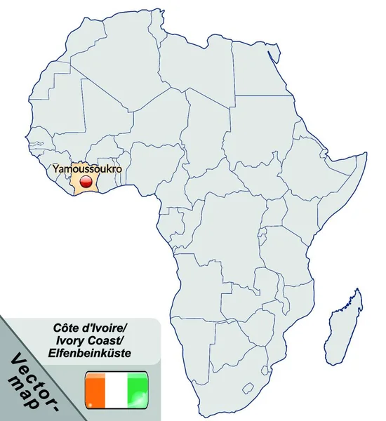 Côte Ivoire Afrique Comme Une Carte Île Pastellorange — Image vectorielle