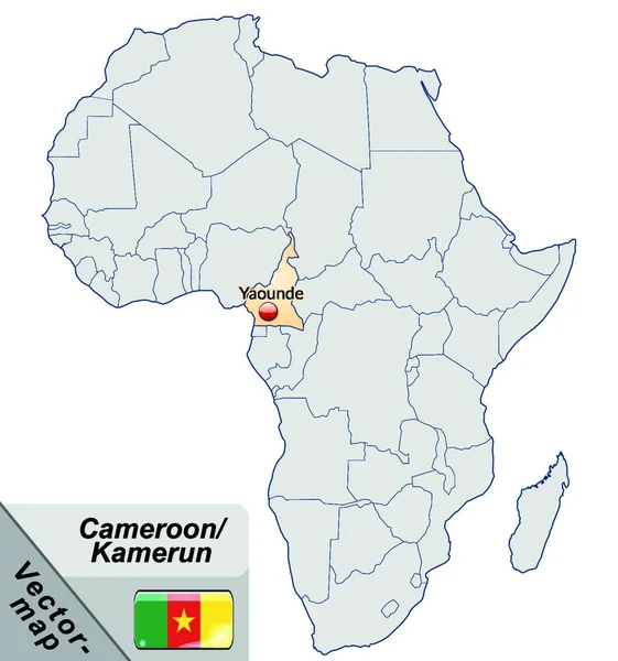 パステルオレンジの島の地図としてアフリカのカメルーン — ストックベクタ