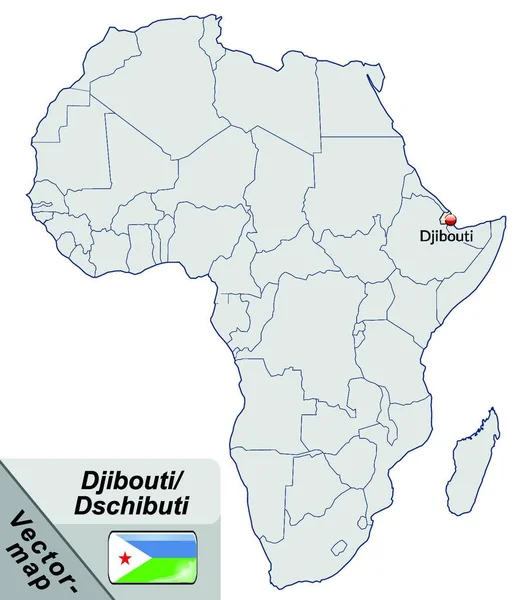Τζιμπουτί Στην Αφρική Χάρτης Νησιών Στο Pastellorange — Διανυσματικό Αρχείο