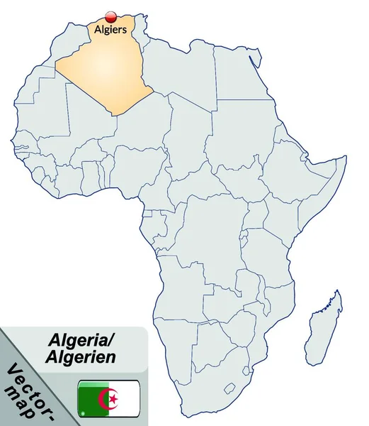 Argelia África Como Mapa Insular Pastellorange — Archivo Imágenes Vectoriales