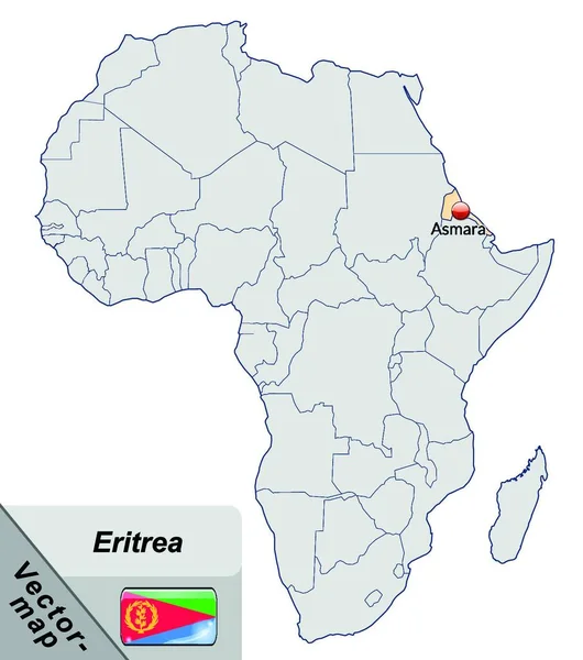 Eritrea Afrika Als Inselkarte Pastellorange — Stockvektor