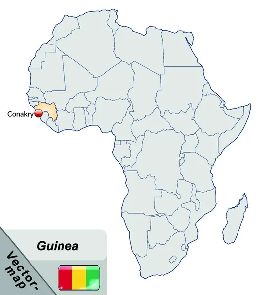 Guinee Afrika Als Een Eilandenkaart Pastellorange — Stockvector