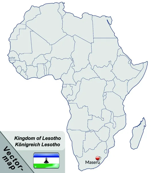 Λεσότο Στην Αφρική Χάρτης Νησιών Στο Pastellorange — Διανυσματικό Αρχείο