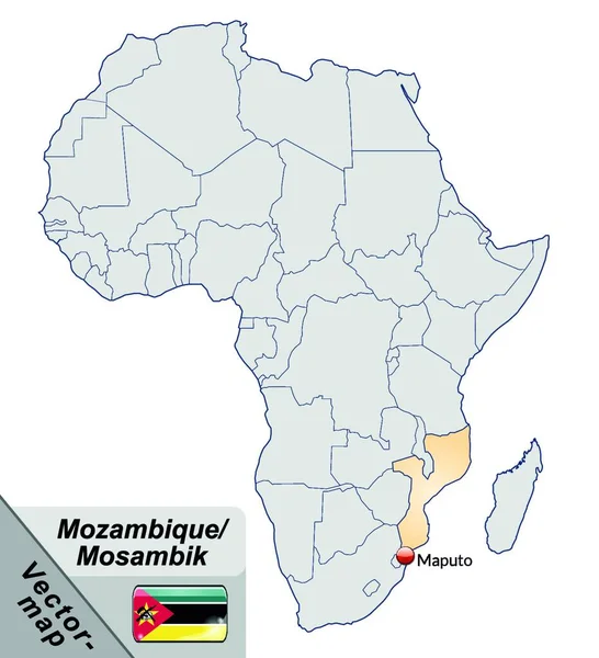 Moçambique África Como Mapa Insular Pastellorange — Vetor de Stock