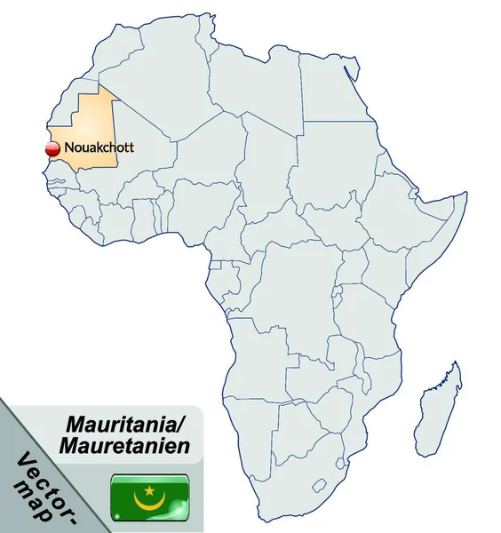 Mauretanien Afrika Als Inselkarte Pastellorange — Stockvektor