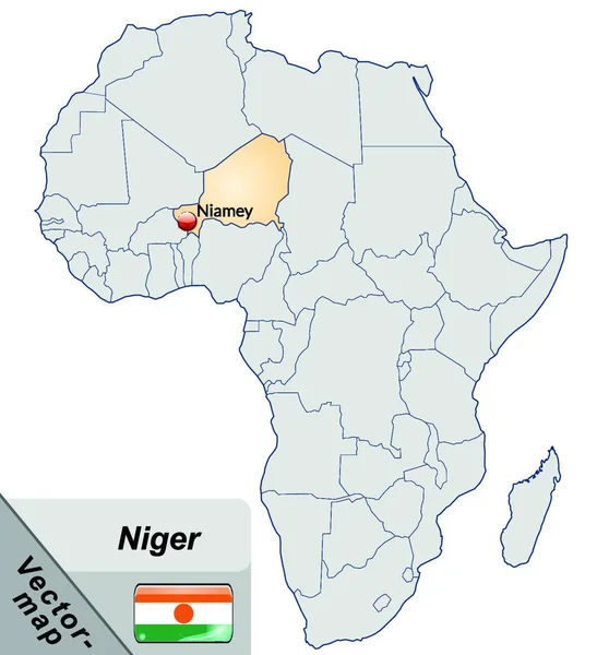 Níger África Como Mapa Insular Pastellorange — Archivo Imágenes Vectoriales