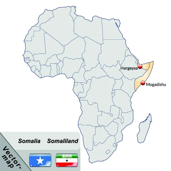 Somalië Afrika Als Eilandenkaart — Stockvector