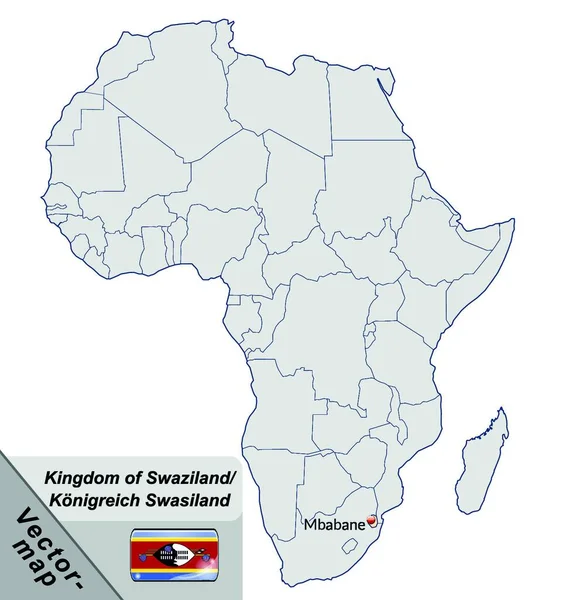 Suazilândia África Como Mapa Ilha — Vetor de Stock