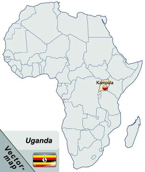 Uganda Afrika Als Inselkarte — Stockvektor