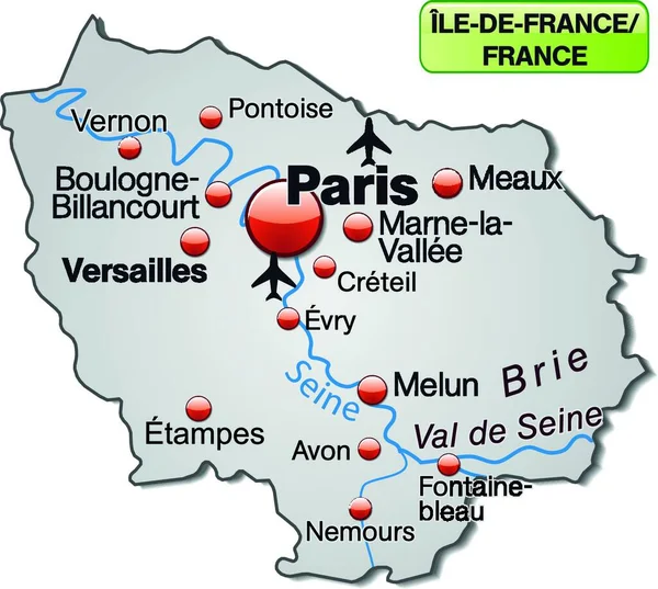 Inselkarte Der Französischen Region Ile France — Stockvektor